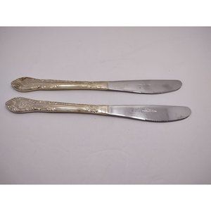 Vintage lot of 2 Gibson butter knife replacement gold plated stainless steel